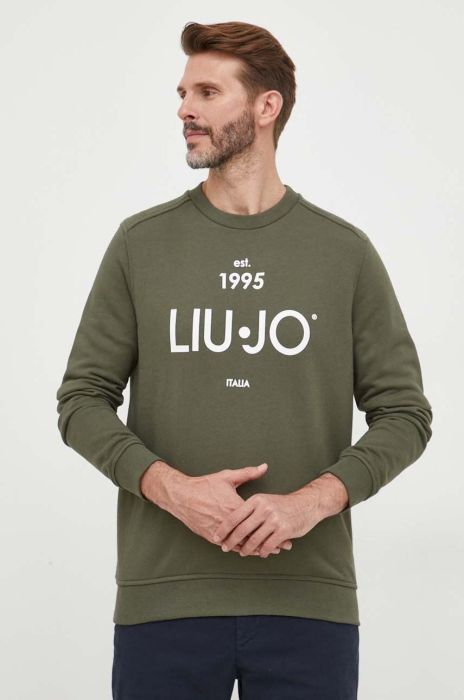 Бавовняна кофта Liu Jo чоловіча колір зелений з принтом