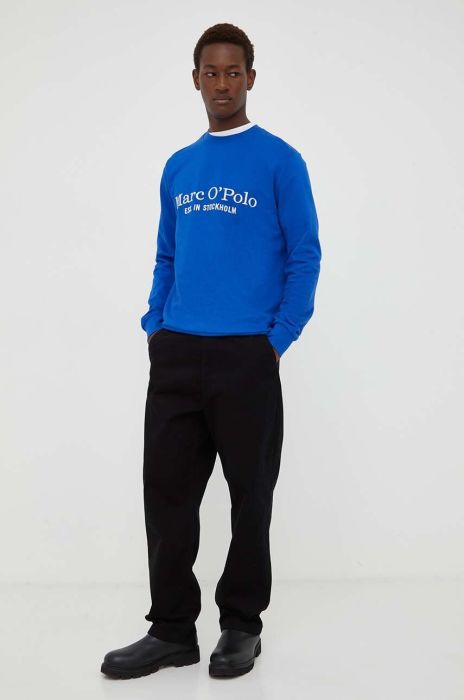 Бавовняна кофта Marc O'Polo чоловіча  з аплікацією колір блакитний