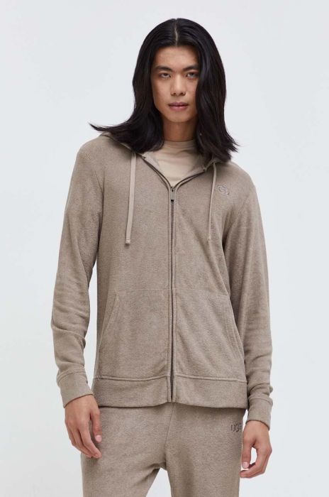 Кофта UGG чоловіча колір сірий з капюшоном однотонна