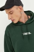 Бавовняна кофта Vans чоловіча колір зелений з капюшоном з аплікацією