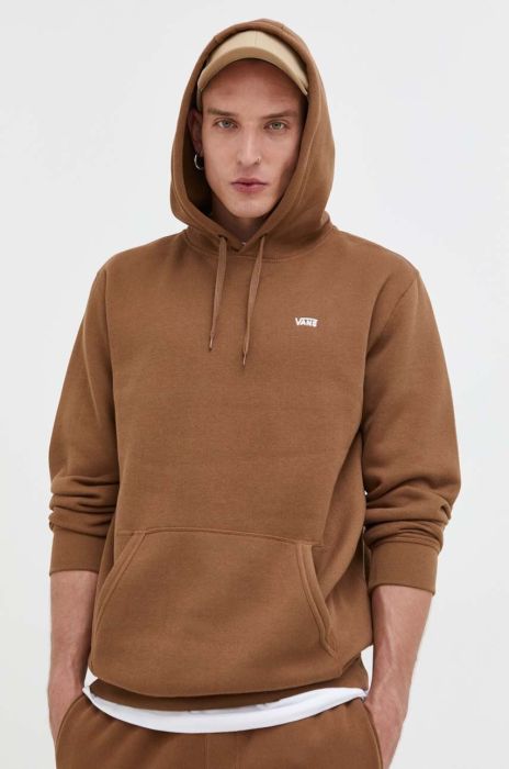 Кофта Vans чоловіча колір коричневий з капюшоном однотонна