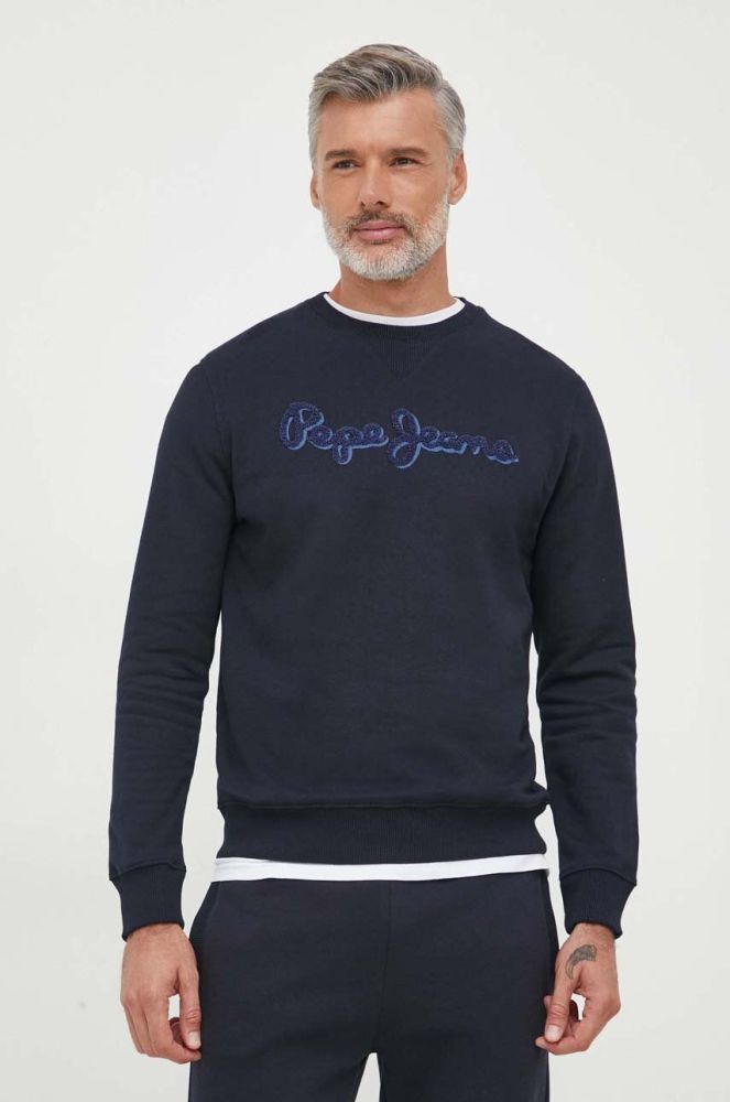 Бавовняна кофта Pepe Jeans Ryan чоловіча колір синій з аплікацією
