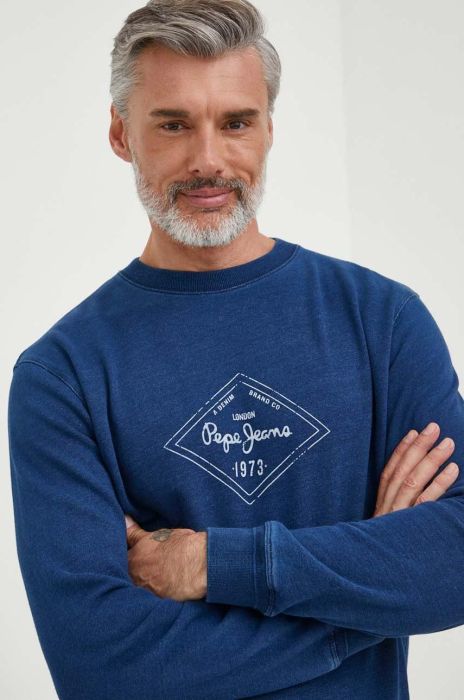 Бавовняна кофта Pepe Jeans чоловіча  з принтом колір блакитний