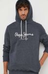 Кофта Pepe Jeans чоловіча колір сірий з капюшоном з аплікацією