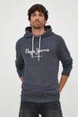 Кофта Pepe Jeans чоловіча колір сірий з капюшоном з аплікацією