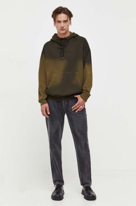 Бавовняна кофта G-Star Raw чоловіча колір зелений з капюшоном візерунок (3624881)