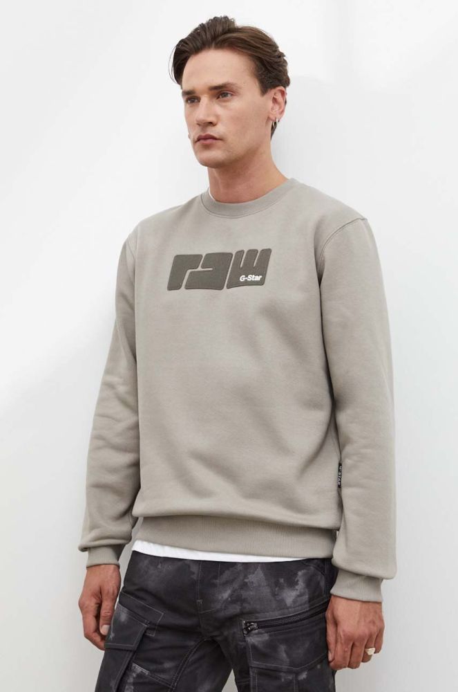 Кофта G-Star Raw чоловіча колір бежевий з аплікацією