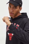 Кофта New Era чоловіча колір чорний з капюшоном з принтом CHICAGO BULLS
