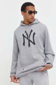 Кофта New Era чоловіча колір сірий з капюшоном з принтом NEW YORK YANKEES