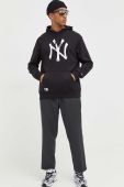Кофта New Era чоловіча колір чорний з капюшоном з принтом NEW YORK YANKEES