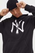 Кофта New Era чоловіча колір чорний з капюшоном з принтом NEW YORK YANKEES