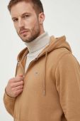Кофта Gant чоловіча колір коричневий з капюшоном однотонна