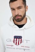 Кофта Gant чоловіча колір білий з капюшоном з аплікацією