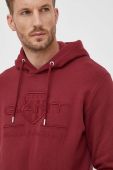Кофта Gant чоловіча колір бордовий з капюшоном з аплікацією