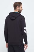 Бавовняна кофта Hummel чоловіча колір чорний з капюшоном з принтом