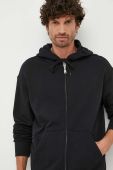 Бавовняна кофта United Colors of Benetton чоловіча колір чорний з капюшоном однотонна (3453857)