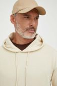 Бавовняна кофта United Colors of Benetton чоловіча колір бежевий з капюшоном однотонна