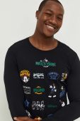 Бавовняний лонгслів United Colors of Benetton x Disney колір чорний з принтом