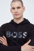 Бавовняна кофта Boss Green BOSS GREEN чоловіча колір чорний з капюшоном з принтом