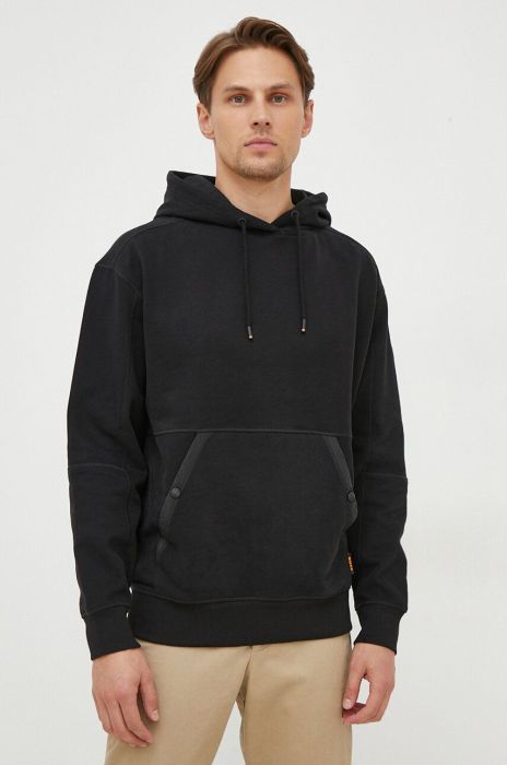 Кофта Boss Orange BOSS ORANGE чоловіча колір чорний з капюшоном однотонна