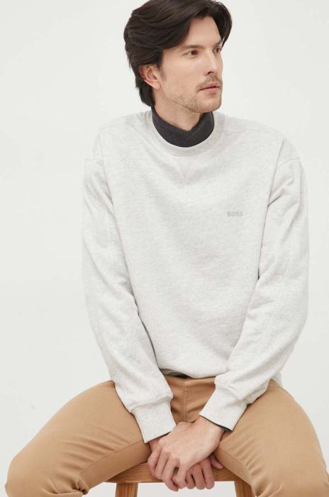 Бавовняна кофта Boss Orange BOSS ORANGE чоловіча колір сірий меланж