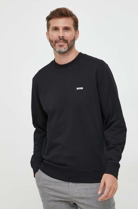 Бавовняна кофта Boss Orange BOSS ORANGE чоловіча колір чорний з принтом