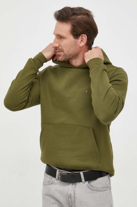 Кофта Tommy Hilfiger чоловіча колір зелений з капюшоном однотонна (3532906)