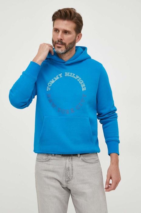 Кофта Tommy Hilfiger чоловіча колір зелений з капюшоном з принтом (3492411)