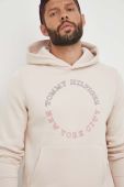 Кофта Tommy Hilfiger чоловіча колір бежевий з капюшоном з принтом (3492400)