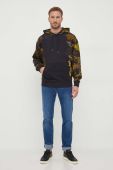 Бавовняна кофта BOSS чоловіча колір чорний з капюшоном візерунок (3567005)
