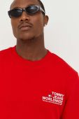 Бавовняна кофта Tommy Jeans чоловіча колір червоний з принтом (3418756)