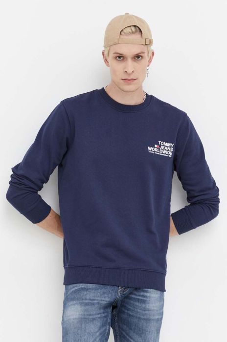 Бавовняна кофта Tommy Jeans чоловіча колір синій з принтом (3418735)