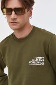 Бавовняна кофта Tommy Jeans чоловіча колір зелений з принтом (3418740)