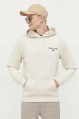 Бавовняна кофта Tommy Jeans чоловіча колір бежевий з капюшоном з принтом (3418761)