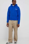 Бавовняна кофта Tommy Jeans чоловіча з капюшоном з принтом колір блакитний (3418771)