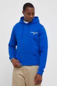 Бавовняна кофта Tommy Jeans чоловіча з капюшоном з принтом колір блакитний (3418771)