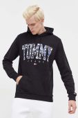 Бавовняна кофта Tommy Jeans чоловіча колір чорний з капюшоном з принтом (3418781)