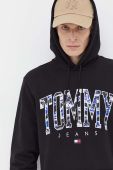 Бавовняна кофта Tommy Jeans чоловіча колір чорний з капюшоном з принтом (3418781)
