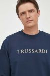 Бавовняна кофта Trussardi чоловіча колір синій з принтом