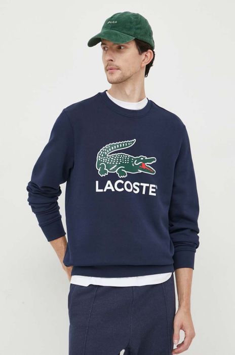Бавовняна кофта Lacoste чоловіча колір синій з принтом