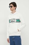 Бавовняна кофта Lacoste чоловіча колір бежевий з капюшоном з принтом (3540968)