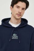 Бавовняна кофта Lacoste чоловіча колір синій з капюшоном з принтом (3537457)