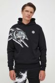 Кофта PLEIN SPORT чоловіча колір чорний з капюшоном з принтом (3372531)