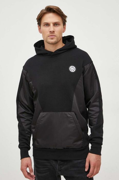 Кофта PLEIN SPORT чоловіча колір чорний з капюшоном з принтом (3577421)