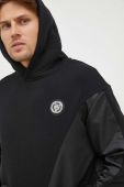 Кофта PLEIN SPORT чоловіча колір чорний з капюшоном з принтом (3577421)