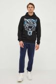 Кофта PLEIN SPORT чоловіча колір чорний з капюшоном з принтом (3577434)
