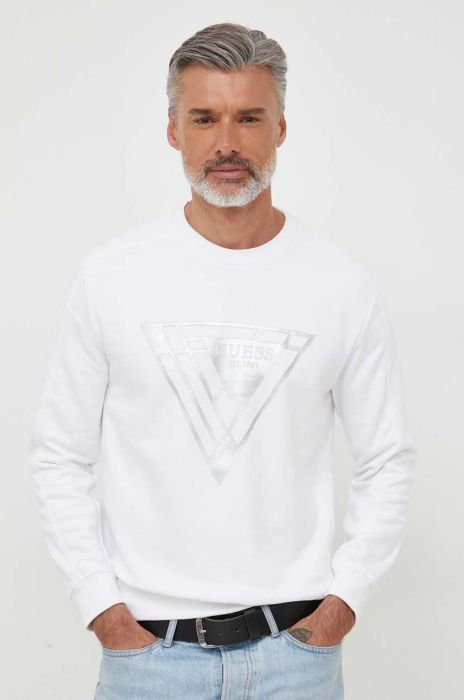 Кофта Guess чоловіча колір білий з принтом