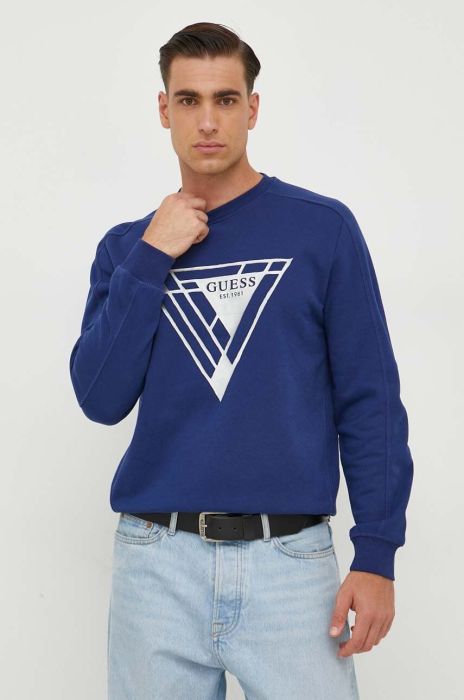 Кофта Guess чоловіча колір синій з принтом (3609310)
