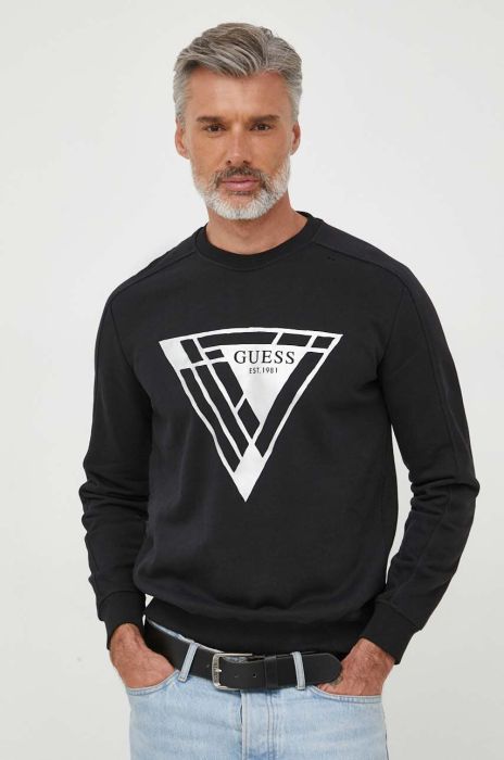 Кофта Guess чоловіча колір чорний з принтом (3609320)