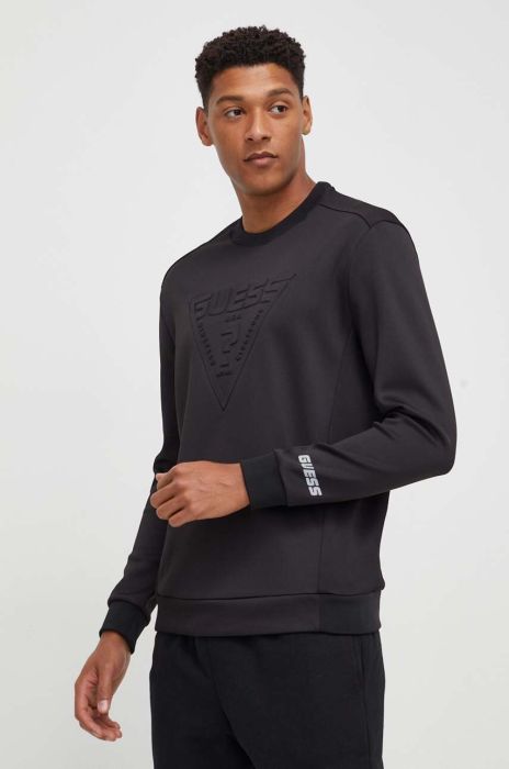 Кофта Guess чоловіча колір чорний з аплікацією (3609331)